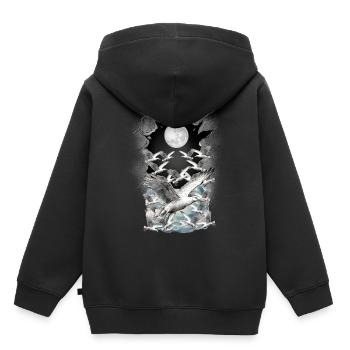 Nature mystique Mer du Nord Mer Baltique Mouettes Oiseaux de mer - Sweat Premium à capuche enfant bio - noir - Dos - AI Model Kid Male (0cm)
