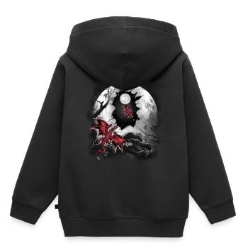 Dragon Dragon Créature mythique Fable Conte de fées - Sweat Premium à capuche enfant bio - noir - Dos - AI Model Kid Male (0cm)