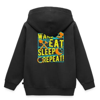 Wakeboarding Wakeboard Wake Eat Sleep Repeat - Kinder Premium Organic Hoodie - Schwarz - Hinten - AI Model Kid Male (0cm)