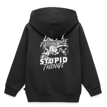 Plongée au tremplin Ne me suivez pas - Sweat Premium à capuche enfant bio - noir - Dos - AI Model Kid Male (0cm)
