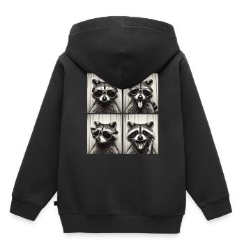 Photomaton raton laveur avec lunettes de soleil - Sweat Premium à capuche enfant bio - noir - Dos - AI Model Kid Male (0cm)
