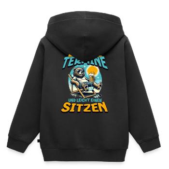 Keine Termine und leicht einen sitzen Waschbär - Kinder Premium Organic Hoodie - Schwarz - Hinten - AI Model Kid Male (0cm)