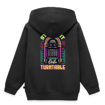 Plateau tournant Jukebox Collectible Straight Outta - Sweat Premium à capuche enfant bio - noir - Dos - AI Model Kid Male (0cm)