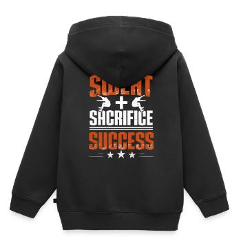 Saut en longueur, Saut en longueur, Sweat, Sacrifice, Succès - Sweat Premium à capuche enfant bio - noir - Dos - AI Model Kid Male (0cm)