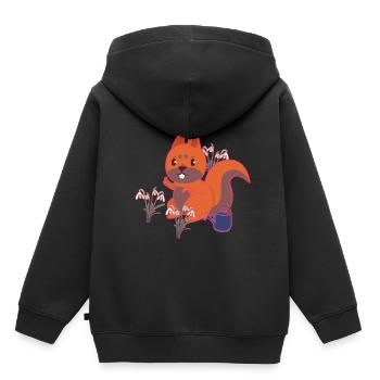 Printemps Écureuil Perce-Neige Enfants - Sweat Premium à capuche enfant bio - noir - Dos - AI Model Kid Male (0cm)