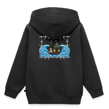 Maritime cacahuète marin navire navires Ahoy Moin - Sweat Premium à capuche enfant bio - noir - Dos - AI Model Kid Male (0cm)