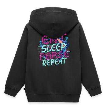 Linguiste computationnel Manger Dormir Analyser Répéter - Sweat Premium à capuche enfant bio - noir - Dos - AI Model Kid Male (0cm)
