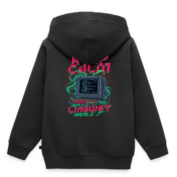 Le linguiste computationnel laisse le linguiste s’en occuper - Sweat Premium à capuche enfant bio - noir - Dos - AI Model Kid Male (0cm)