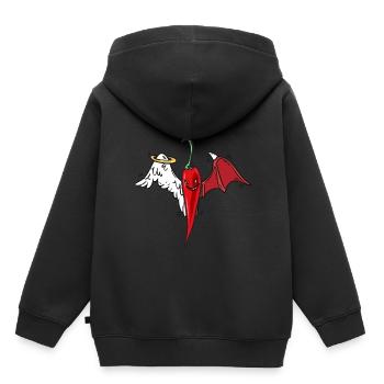 Chilly himmlisch scharf Pepperonie - Kinder Premium Organic Hoodie - Schwarz - Hinten - AI Model Kid Male (0cm)