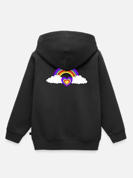 Regenbogen Herz Herzen Liebe Valentin - Kinder Premium Organic Hoodie - Schwarz