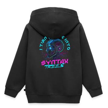 Linguiste informaticien Je transforme le café en arbres de syntaxe - Sweat Premium à capuche enfant bio - noir - Dos - AI Model Kid Male (0cm)