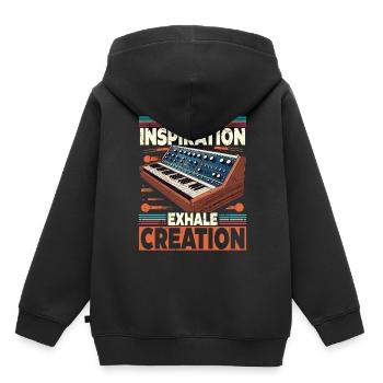 Synthesizer Synth Inspiration - Kinder Premium Organic Hoodie - Schwarz - Hinten - AI Model Kid Male (0cm)