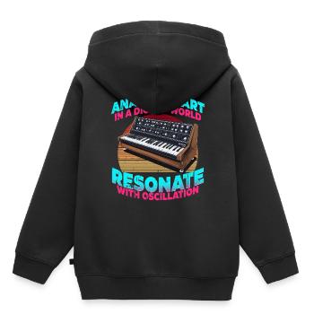 Synthétiseur Synthé Grosse Caisse DAW - Sweat Premium à capuche enfant bio - noir - Dos - AI Model Kid Male (0cm)