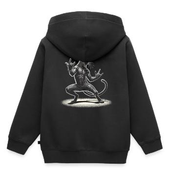 Rock-Panther – Metal und Power - Kinder Premium Organic Hoodie - Schwarz - Hinten - AI Model Kid Male (0cm)