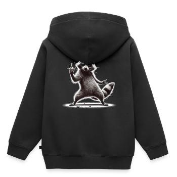 Rock-Waschbär – Métal et fraîcheur - Sweat Premium à capuche enfant bio - noir - Dos - AI Model Kid Male (0cm)