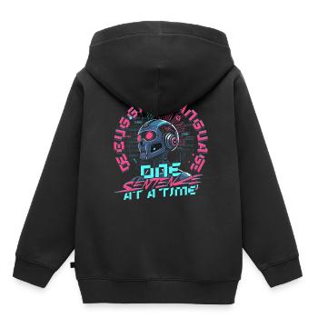 Linguiste informaticien - Sweat Premium à capuche enfant bio - noir - Dos - AI Model Kid Male (0cm)