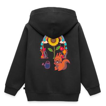 Écureuil Enfant Enfants - Sweat Premium à capuche enfant bio - noir - Dos - AI Model Kid Male (0cm)