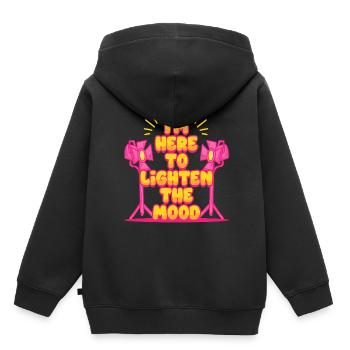Un technicien d’éclairage est là pour détendre l’atmosphère - Sweat Premium à capuche enfant bio - noir - Dos - AI Model Kid Male (0cm)