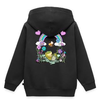 Grenouille Grenouilles Enfants Enfant - Sweat Premium à capuche enfant bio - noir - Dos - AI Model Kid Male (0cm)