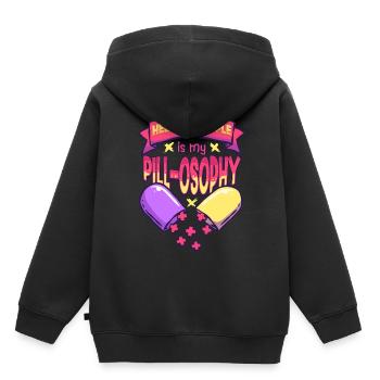 Infirmière psychiatrique pilule-osophie - Sweat Premium à capuche enfant bio - noir - Dos - AI Model Kid Male (0cm)