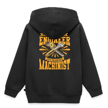Opérateur de machine de découpe routeur CNC - Sweat Premium à capuche enfant bio - noir - Dos - AI Model Kid Male (0cm)