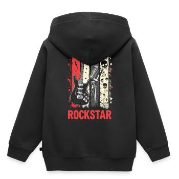 Rocker Shirt – Retro Rock Musik Motiv - Kinder Premium Organic Hoodie - Schwarz - Hinten - AI Model Kid Male (0cm)