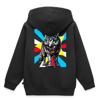 Loups Loups Tattoo - Sweat Premium à capuche enfant bio - noir - Dos - AI Model Kid Male (0cm)