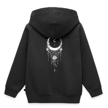 Floral Rose Crescent Moon Celestial Boho Witchy Go - Kids Premium Organic Hoodie - black - Back - AI Model Kid Male (0cm)