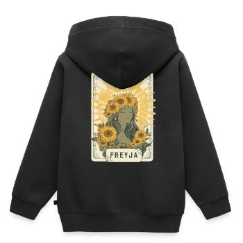 Freyja Norse Viking Goddess Sunflower Tarot Card - Kids Premium Organic Hoodie - black - Back - AI Model Kid Male (0cm)