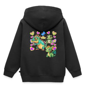 Dino Dinos Enfant Enfants - Sweat Premium à capuche enfant bio - noir - Dos - AI Model Kid Male (0cm)