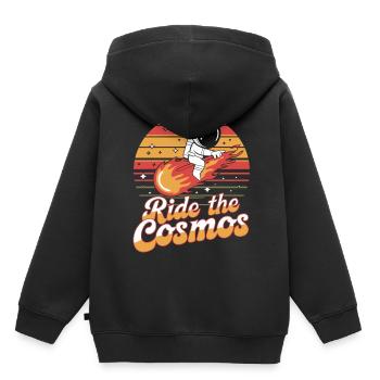 Astronaut reitet durch den Kosmos - Kinder Premium Organic Hoodie - Schwarz - Hinten - AI Model Kid Male (0cm)