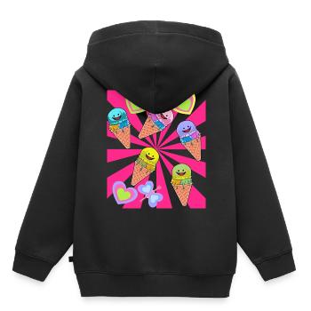 Eis Eiskrem Eiscrem Retro 80er 90er Sommer - Kinder Premium Organic Hoodie - Schwarz - Hinten - AI Model Kid Male (0cm)
