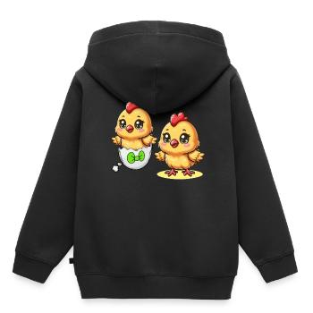 poussin oeuf de Pâques oeufs de Pâques oeufs de poule Enfant de Pâques - Sweat Premium à capuche enfant bio - noir - Dos - AI Model Kid Male (0cm)