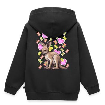 Kangourou Kids Australie Zoo Zoo Animaux du zoo - Sweat Premium à capuche enfant bio - noir - Dos - AI Model Kid Male (0cm)