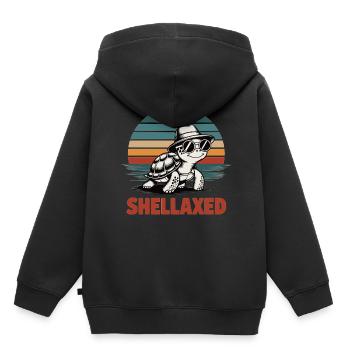 Tortue se relaxant sur la plage - Sweat Premium à capuche enfant bio - noir - Dos - AI Model Kid Male (0cm)