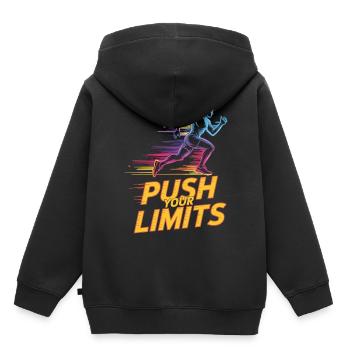 Motivation pour les coureurs et les athlètes - Sweat Premium à capuche enfant bio - noir - Dos - AI Model Kid Male (0cm)