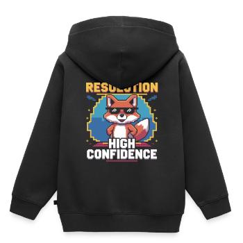 Retro-Fuchs mit Selbstbewusstsein für Gamer - Kinder Premium Organic Hoodie - Schwarz - Hinten - AI Model Kid Male (0cm)
