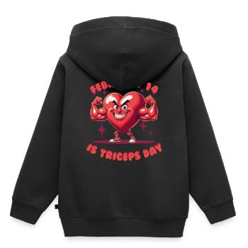 Trizeps Workout Fitness Le 14 février est la journée des triceps - Sweat Premium à capuche enfant bio - noir - Dos - AI Model Kid Male (0cm)