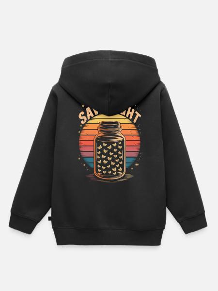 Save Light – Retro Glühwürmchen - Kinder Premium Organic Hoodie - Schwarz