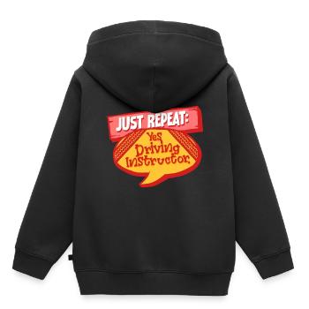 Instructeur de conduite Instructeur d’auto-école Instructeur de conduite - Sweat Premium à capuche enfant bio - noir - Dos - AI Model Kid Male (0cm)