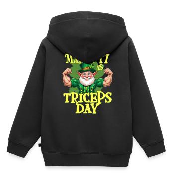 Trizeps Workout Fitness Le 17 mars est la journée des triceps - Sweat Premium à capuche enfant bio - noir - Dos - AI Model Kid Male (0cm)