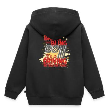 Instructeur de conduite Instructeur d’auto-école Frein Et Bling - Sweat Premium à capuche enfant bio - noir - Dos - AI Model Kid Male (0cm)