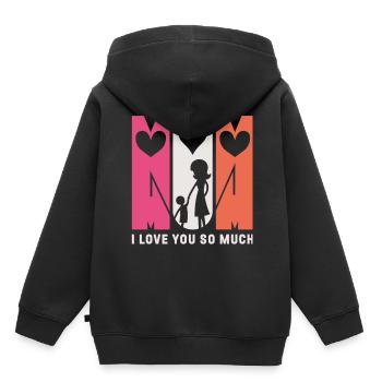 Maman, je t’aime - Cœur pour maman - Sweat Premium à capuche enfant bio - noir - Dos - AI Model Kid Male (0cm)
