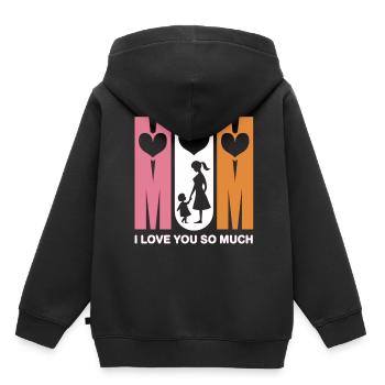 Cœur pour maman - Pour la meilleure maman - Sweat Premium à capuche enfant bio - noir - Dos - AI Model Kid Male (0cm)