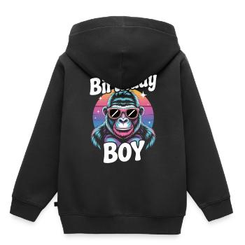 Cooler Affe zum Geburtstag - Kinder Premium Organic Hoodie - Schwarz - Hinten - AI Model Kid Male (0cm)