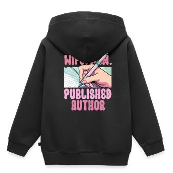 Auteur Auteurs Mère - Sweat Premium à capuche enfant bio - noir - Dos - AI Model Kid Male (0cm)