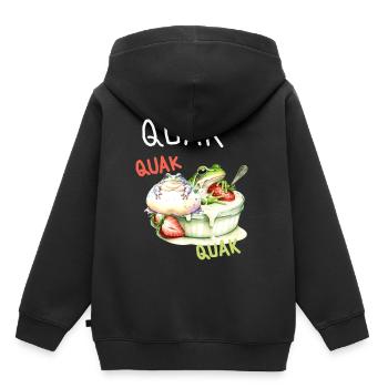 Frosch Frösche Quak Dessert Nachtisch Kinder - Kinder Premium Organic Hoodie - Schwarz - Hinten - AI Model Kid Male (0cm)