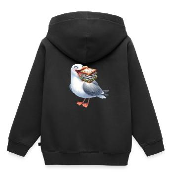 Mer du Nord Mer Baltique Mouette Mouettes Hareng maritime - Sweat Premium à capuche enfant bio - noir - Dos - AI Model Kid Male (0cm)