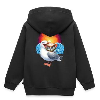 Sandwidsch Hering Fisch Möwe maritim - Kinder Premium Organic Hoodie - Schwarz - Hinten - AI Model Kid Male (0cm)