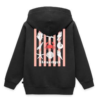 Strandgut Muscheln Seesterne und Krebs - Kinder Premium Organic Hoodie - Schwarz - Hinten - AI Model Kid Male (0cm)